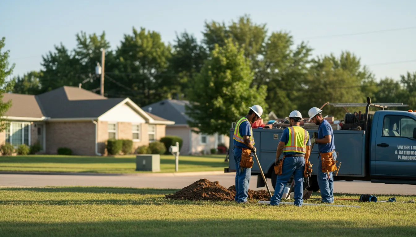 Residential water line and bathroom plumbing service in Martindale, TX